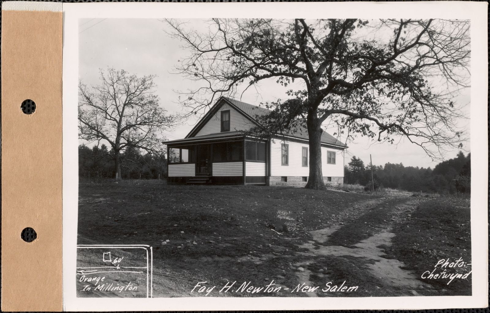 Fay H. Newton, house, Millington, New Salem, Mass., Oct. 22, 1928 Parcel no. 510-29, Fay H. Newton, Massachusetts Archives - undated