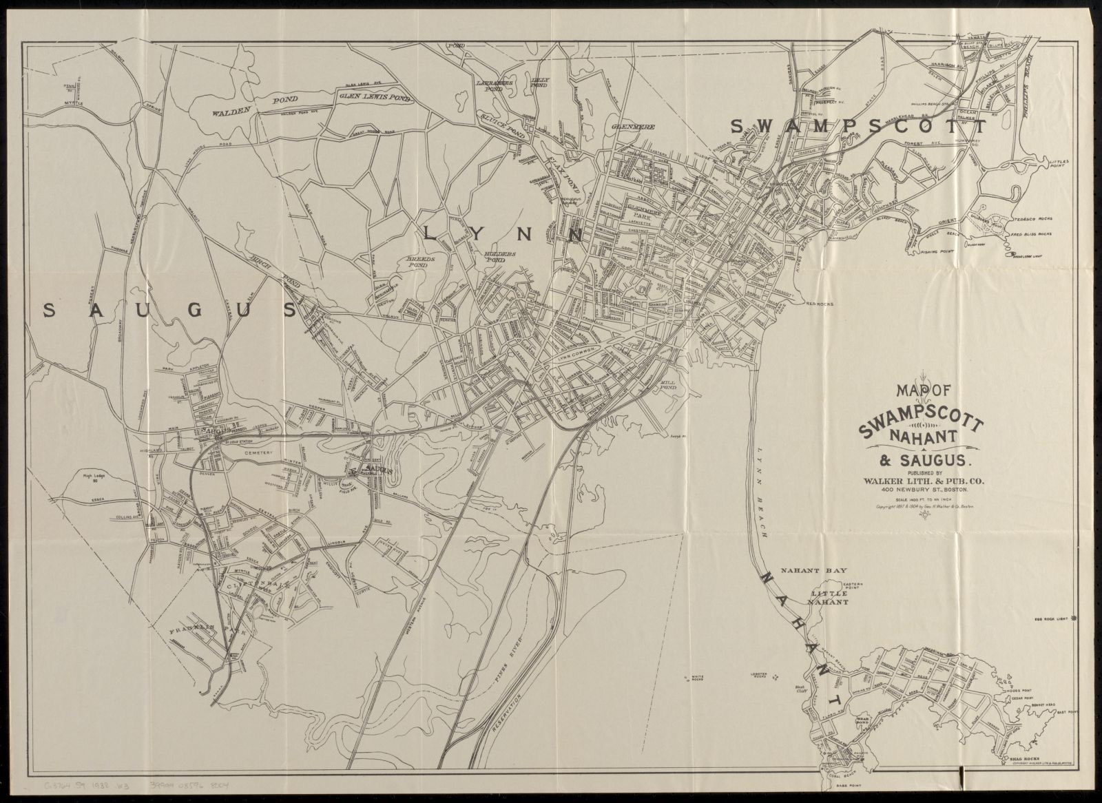 Map of Swampscott, Nahant & Saugus, Boston Public Library - undated