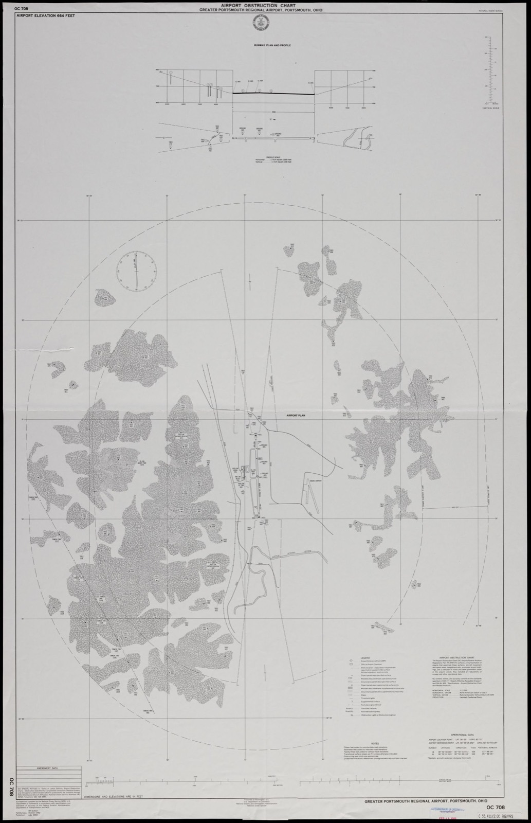 Airport obstruction chart, OC 708, Greater Portsmouth Regional Airport, Portsmouth, Ohio, Boston Public Library - undated