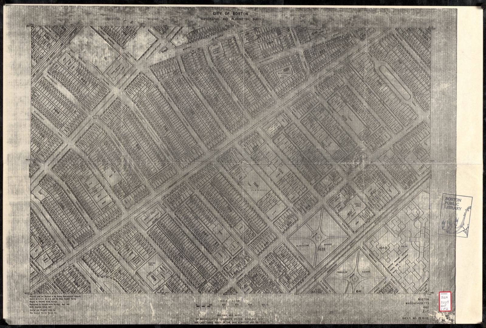City of Boston topographic and planimetric survey, Boston Public Library - undated