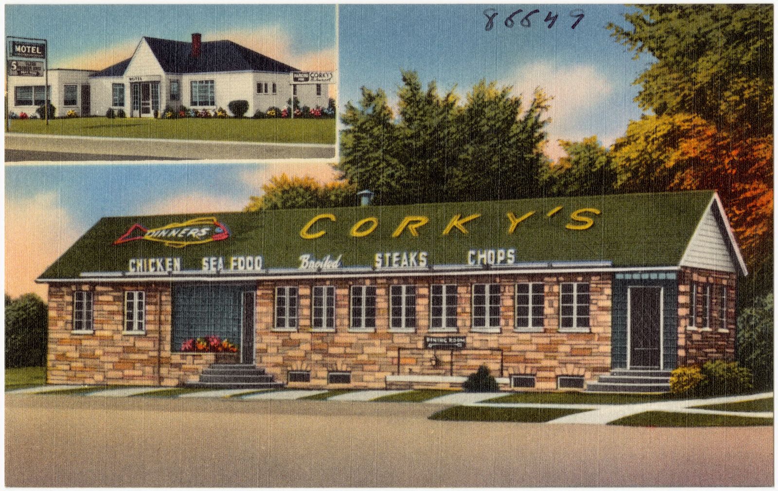 Corky's Restaurant & Motel, Boston Public Library - undated