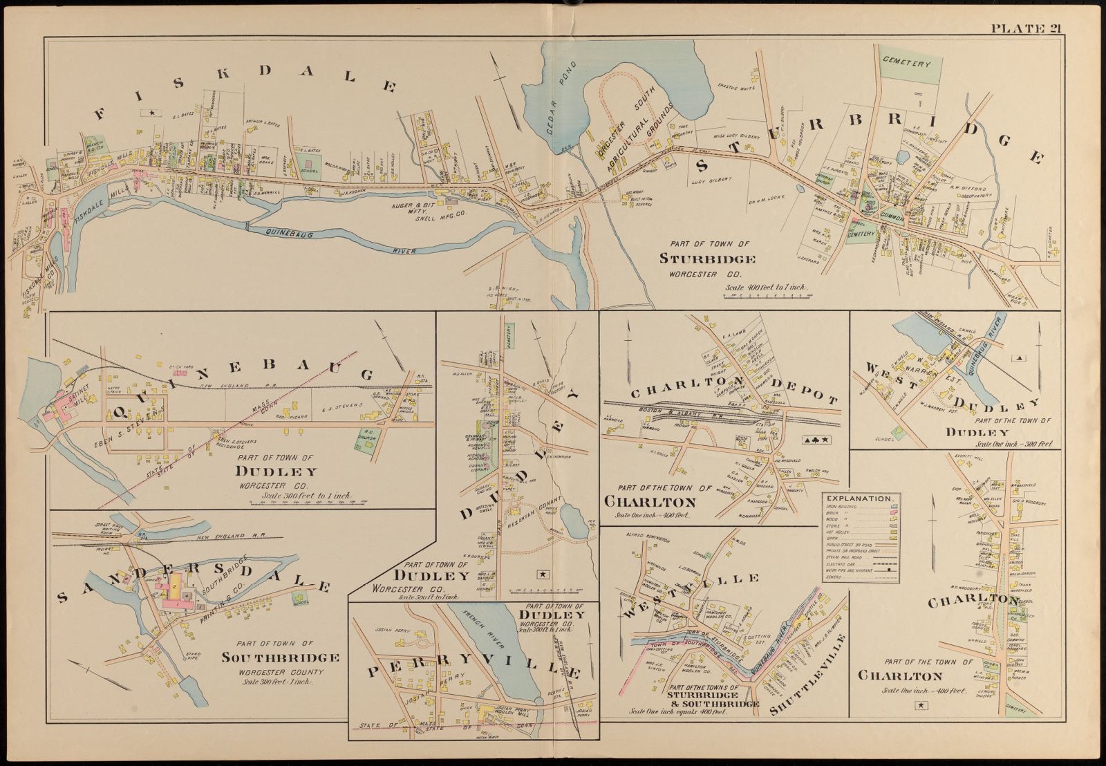 Part of the town of Sturbridge, Worcester, Co. ; Part of the town of Dudley, Worcester, Co. ; Part of the town of Dudley, Worcester Co. ; Part of the town of Charlton ; Part of the town of Dudley ; Part of the town of Southbridge, Worcester, Co. ; Part of the town of Dudley, Worcester, Co. ; Part of the towns of Sturbridge & Southbridge ; Part of the town of Charlton, Jacob Edwards Library - undated