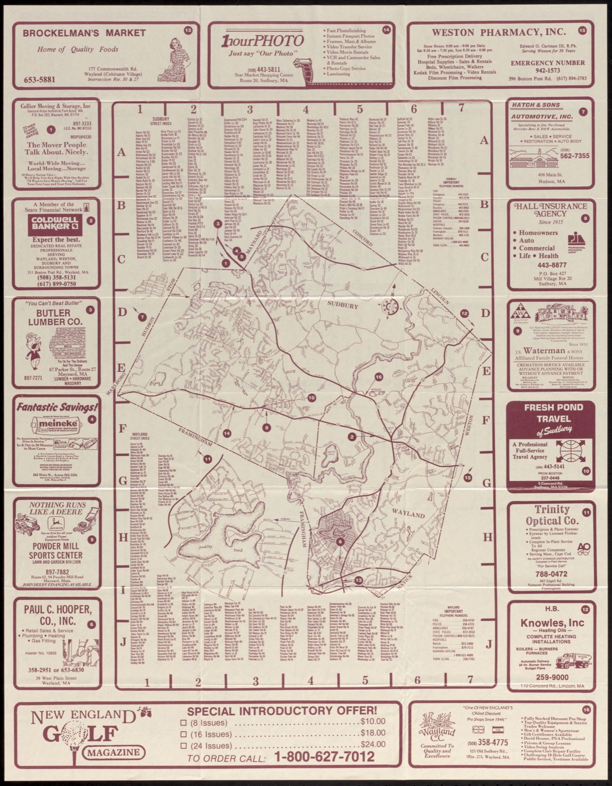 Map of Weston, Wayland, Sudbury, Wayland Free Public Library - undated
