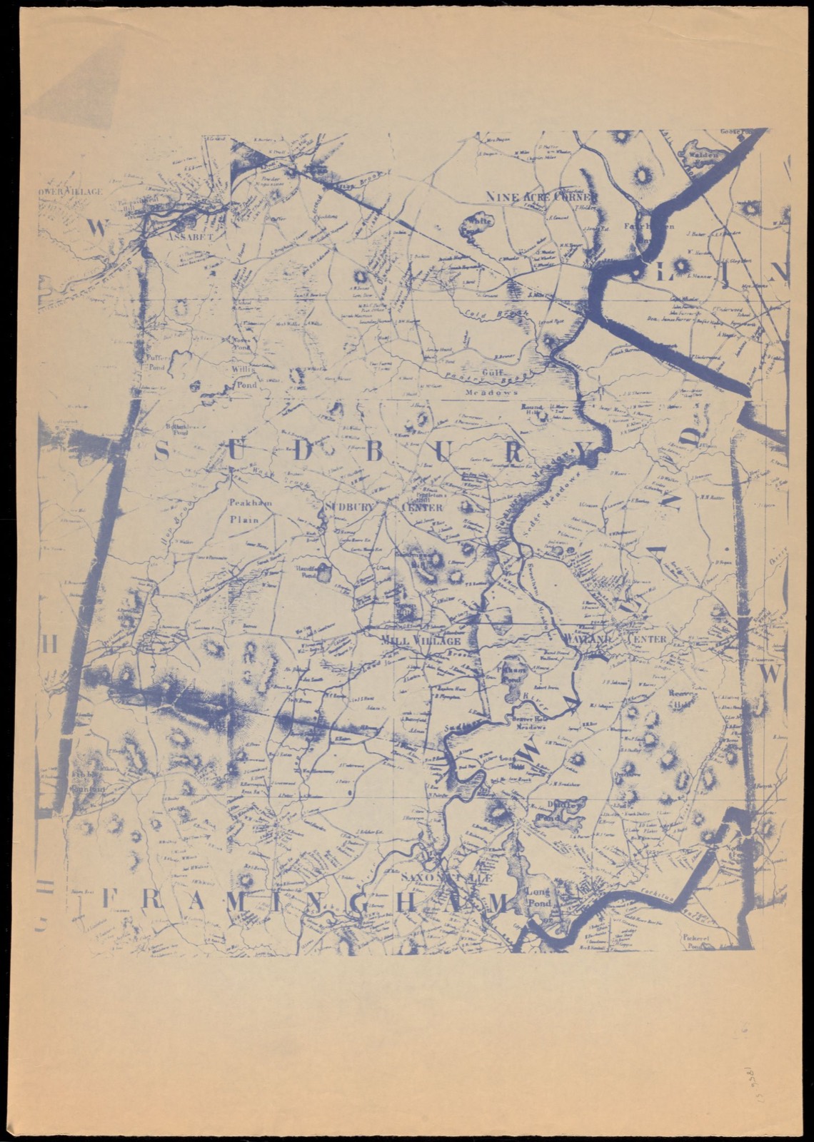 Map of Sudbury and Wayland, Wayland Free Public Library - undated