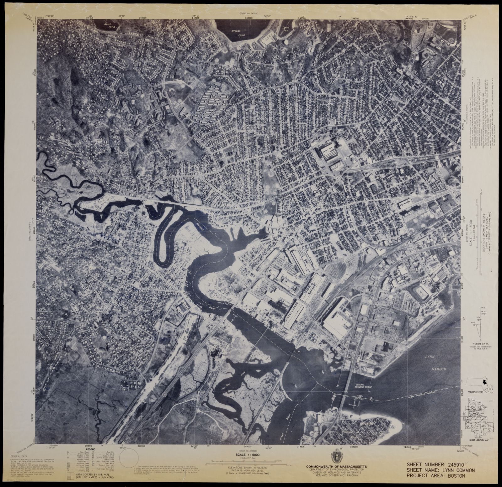 Orthophoto map of Boston, Lynn Common, Boston Public Library - undated