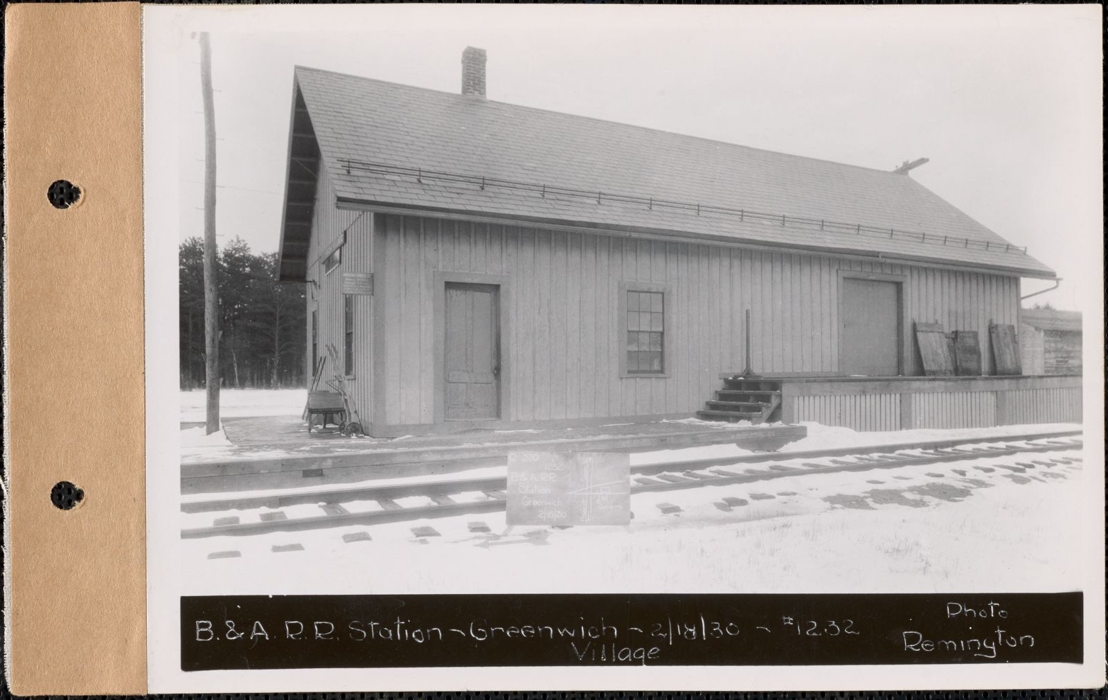 Boston & Albany Railroad Station - Greenwich Village, Greenwich, Mass., Feb. 18, 1930 Parcel no. 350-15, Boston & Albany Railroad Company, Massachusetts Archives - undated