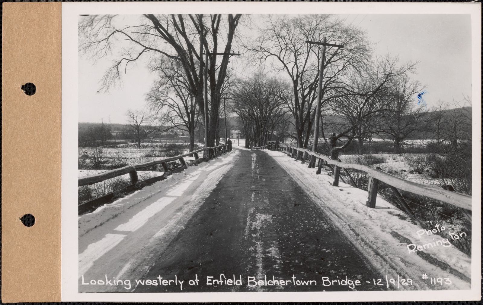 Looking westerly at Enfield-Belchertown bridge, Mass., Dec. 9, 1929, Massachusetts Archives - undated