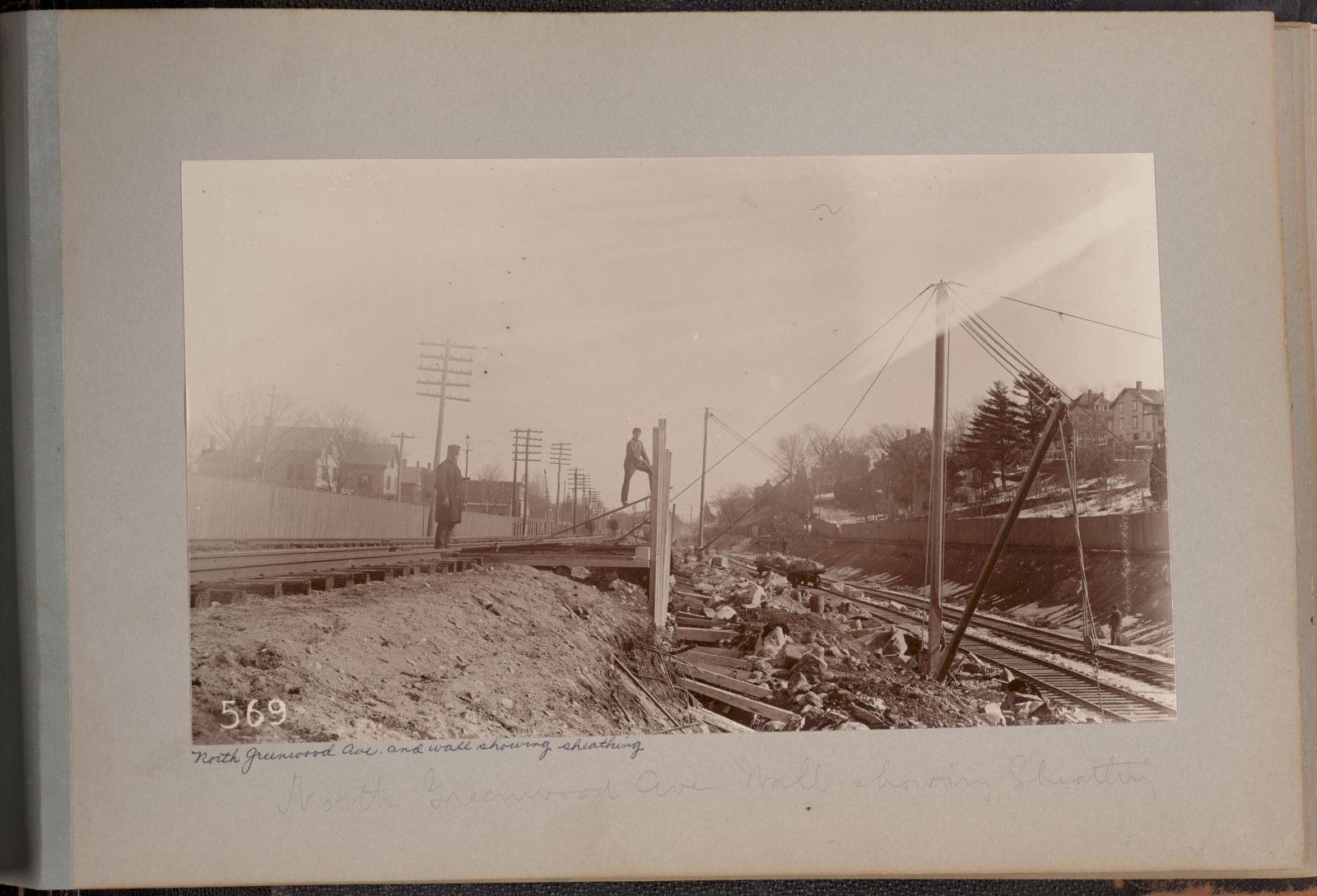 North Greenwood Ave and wall showing sheathing, Historic Newton - undated