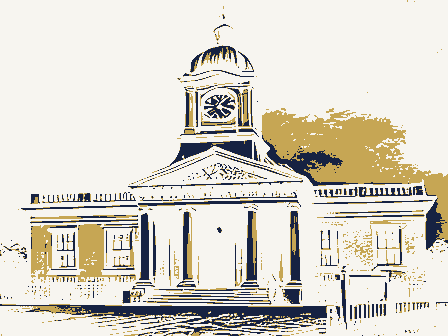 Decorative drawing: a nineteenth-century public building. Not a photograph of this place.
