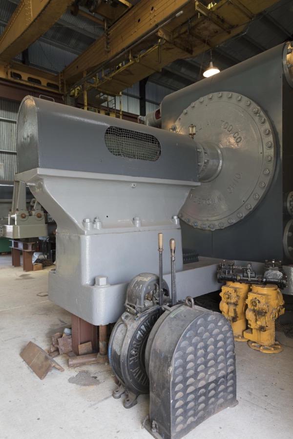 A low pressure cylinder of the William Tod Co. cross compound steam engine; part of President Rick Rowlands' and other Youngstown Steel Heritage Foundation members' collection of heavy equipment salvaged during the drastic downturn in Youngstown, Ohio's, steel industry and economy