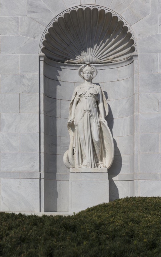 Statue inset into the facade of the Butler Institute of American Art in Youngstown, Ohio, was the first museum dedicated exclusively to American art