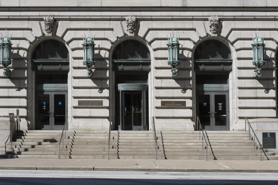 Entrance to the Cleveland Public Library's main building in Cleveland, Ohio