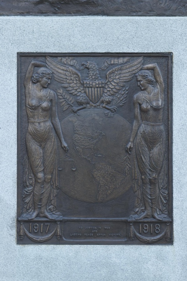 Bronze plaque on the Ohio World War Memorial, erected in 1930 at the Ohio Statehouse, the name for the state capitol used locally, in Columbus, Ohio