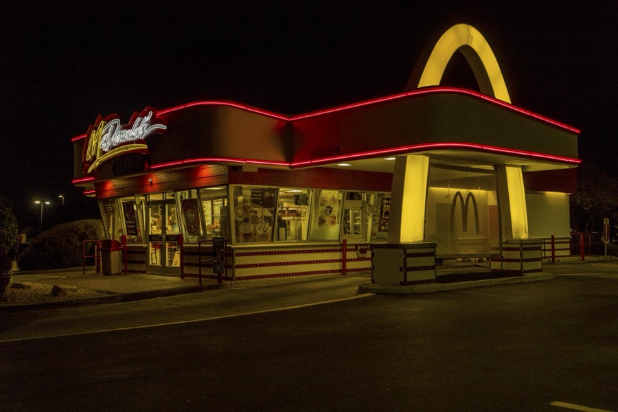 An early, classic design McDonald's "golden arches" outlet in Columbus, Ohio