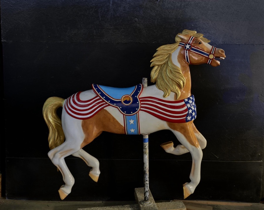 In Mansfield, Ohio, a beautiful "show pony" of the carnival kind awaits shipment at the Carousel Works, the world's largest maker of carousels, sometimes called "merry-go-rounds"
