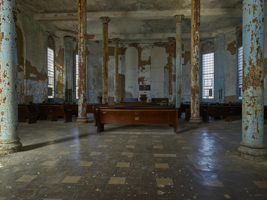 The old chapel inside the old Ohio State Reformatory, built in stages between 1886 and 1910 in Mansfield, Ohio
