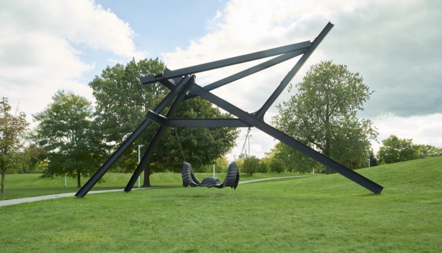 Mark di Suvero's 1980 metal-and-rubber sculpture, "Blubber," outside the Toledo Museum of Art in Toledo, Ohio