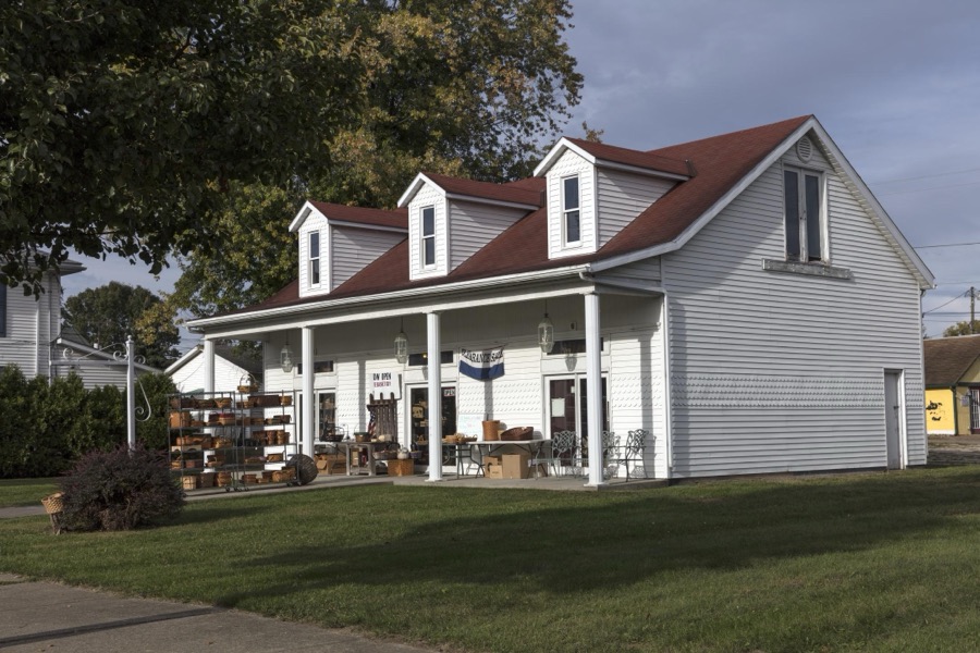A gift shop prepares for buyers looking for pumpkins and other fall decorations in Dresden, a small Central Ohio town that has carved out a tourist niche through its many gift shops that specialize in decorative baskets and related household items