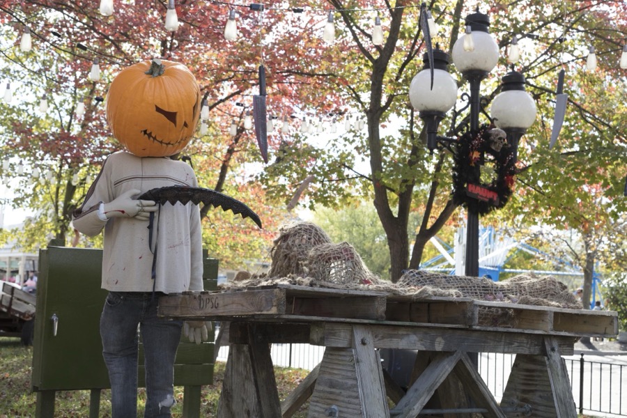 In keeping with a favorite American autumnal theme, King's Island theme park in Mason, a northeastern suburb of Cincinnati, Ohio, adds spooky Halloween props to its grounds