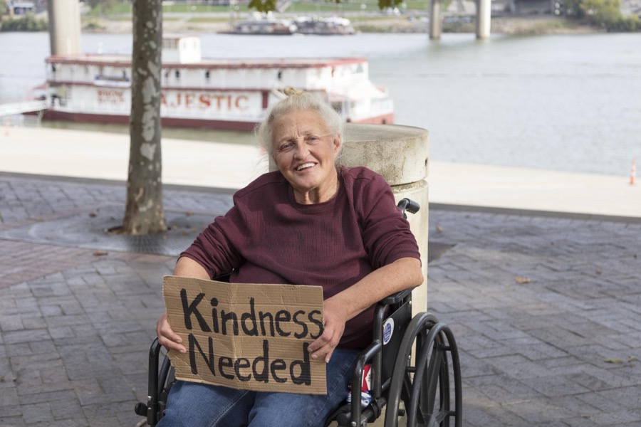 Rose Abrams is homeless and seeking warmheartedness in Cincinnati, Ohio