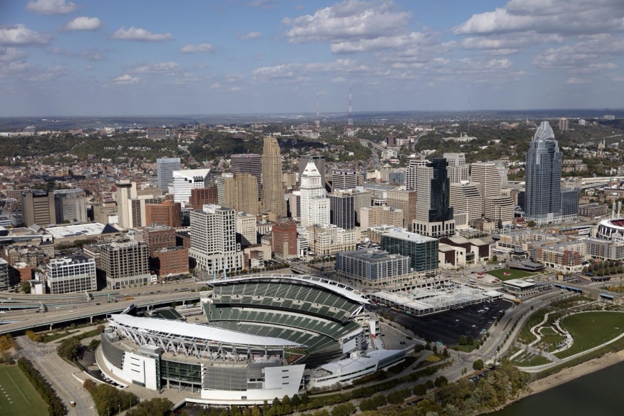 Aerial view of downtown Cincinnati, Ohio