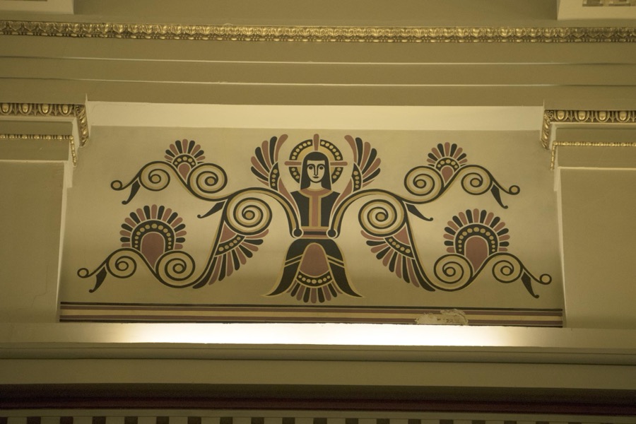 Wall art inside the Saint Peter in Chains Catholic Cathedral in Cincinnati, Ohio