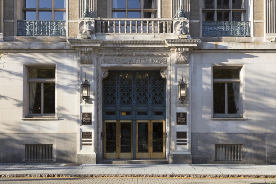 Entrance to the Cincinnati Club building, located on Piatt Park in downtown Cincinnati, Ohio