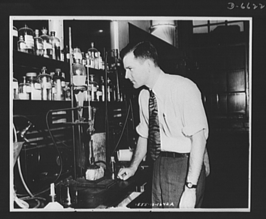 War production suggestions. For making a contribution that will safeguard lives of combat pilots, James A. Merrill, research chemist at Goodyear Tire and Rubber Company, Akron, Ohio, was presented with a Citation of Individual Production Merit by War Production headquarters of the War Production Board (WPB). His suggestion concerned development of a resistant barrier to aromatic fuels used in bullet seal tanks on airplanes. It will help keep planes in the air under extreme weather conditions, save the lives of pilots returning in planes with gas tanks pierced by bullets, and lessen unnecessary plane crashes