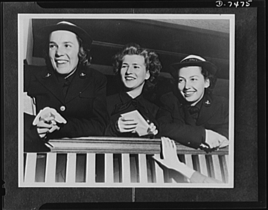 Women Accepted for Voluntary Emergency Service. Smith College, Northampton, Massachusetts, becomes the home for WAVES in training. Here, midshipmen take on a heavy schedule to learn the duties of an officer in the U.S. Naval Reserve. G.I. textbooks are distributed to the Midshipmen