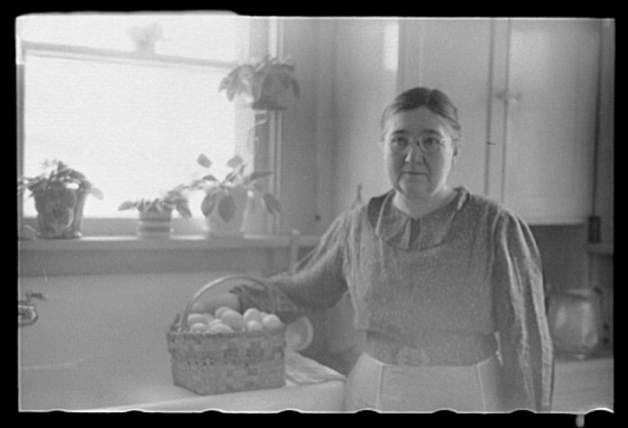 Mrs. Haubeil in her kitchen of her home, Ross County, Ohio