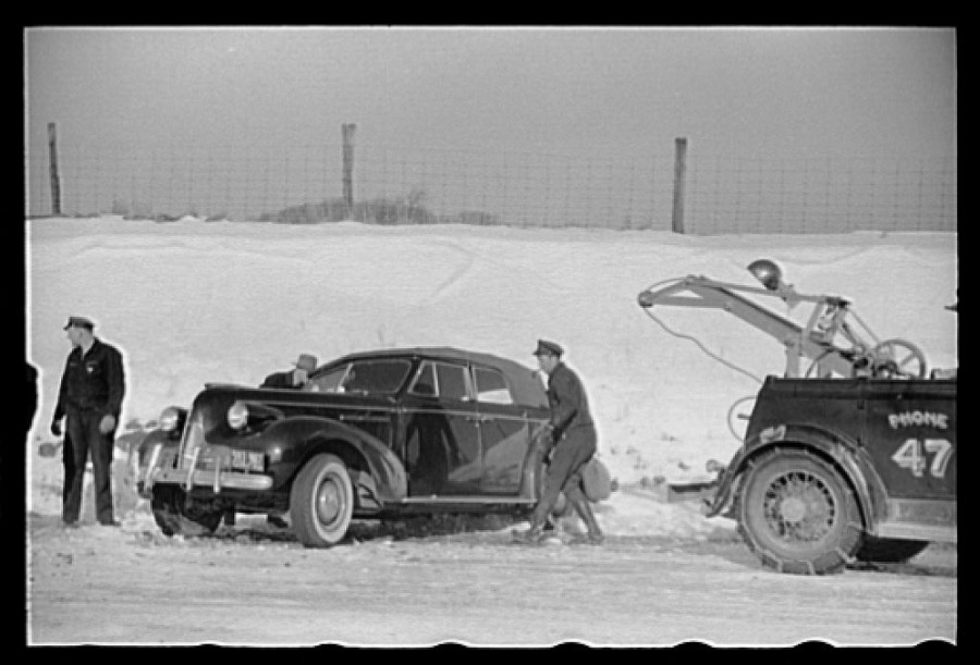 Wrecked car on Highway No. 50, Ross County, Ohio
