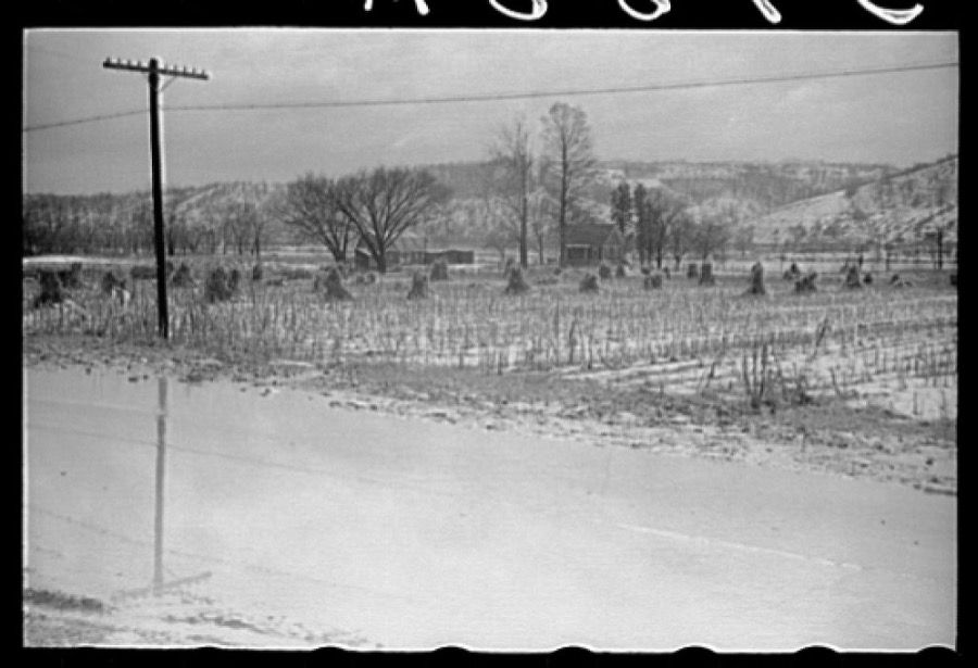 Water on highway due to melting snow, Clermont County, Ohio