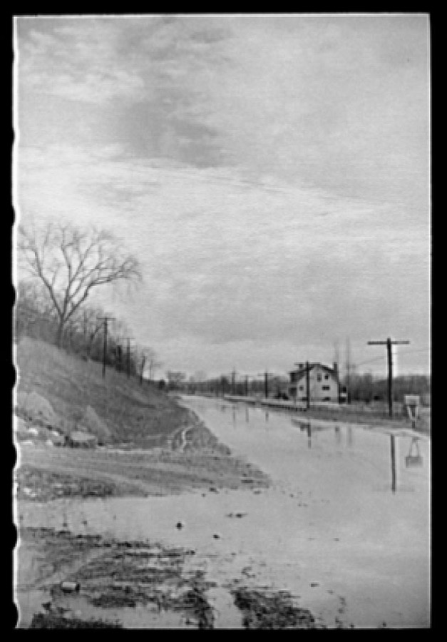 Water on highway due to melting snow, Clermont County, Ohio