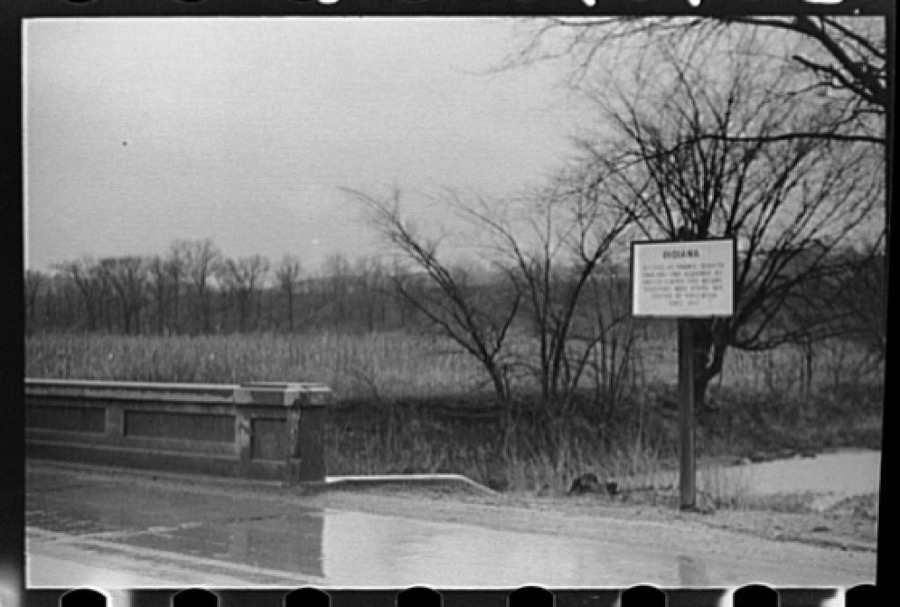 Water on highway due to melting snow, Clermont County, Ohio