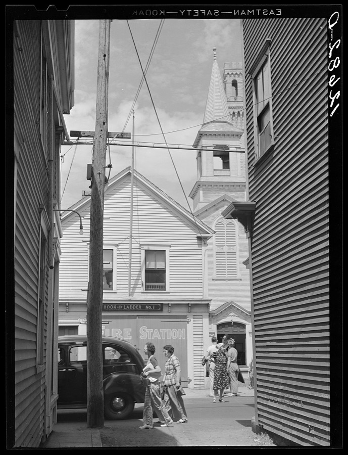 Tourists on the street. Provincetown, Massachusetts
