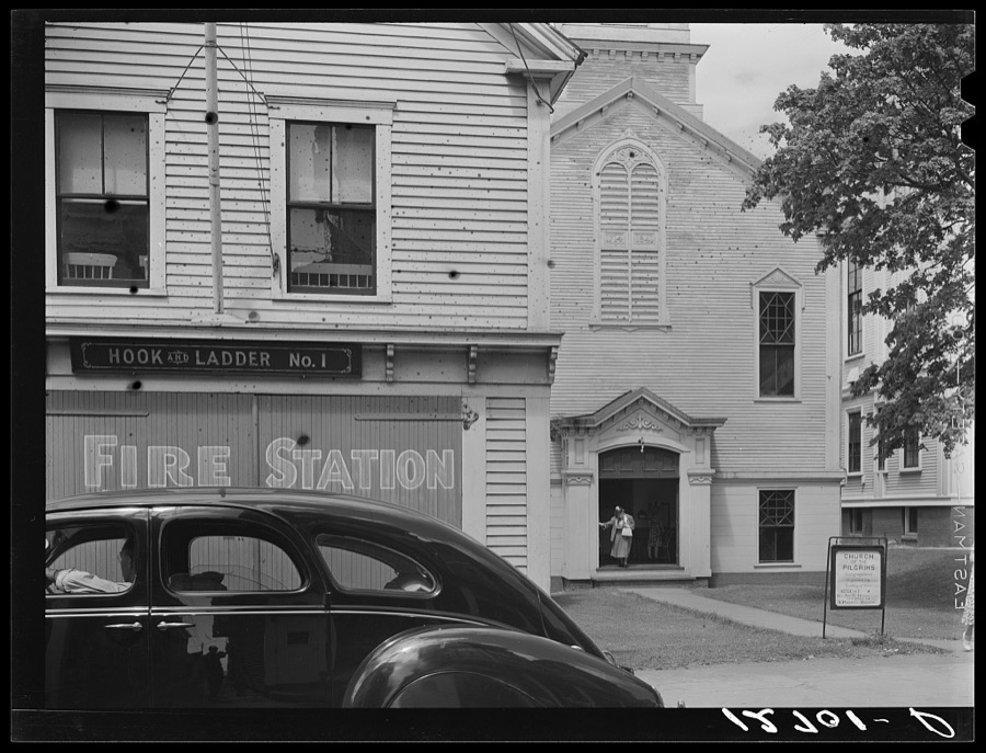 Church is out. Sunday morning. Provincetown, Massachusetts