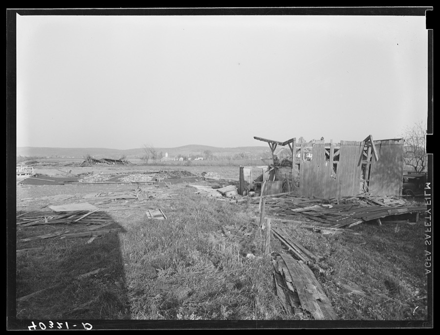 New England hurricane. Tobacco barn near Amherst, Massachusetts