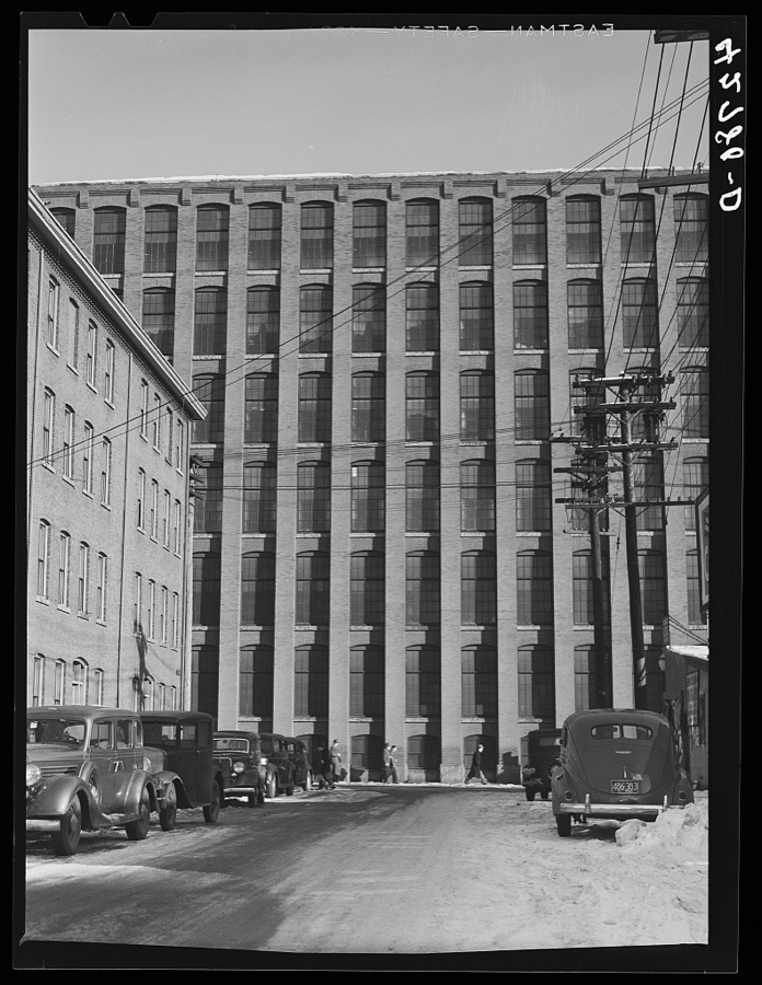 A vacant mill on a street in Lawrence, Massachusetts