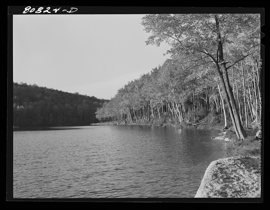 Lake in Savoy Mountain State Park created by CCC (Civilian Conservation Corps). Savoy Mountain State Park, Massachusetts