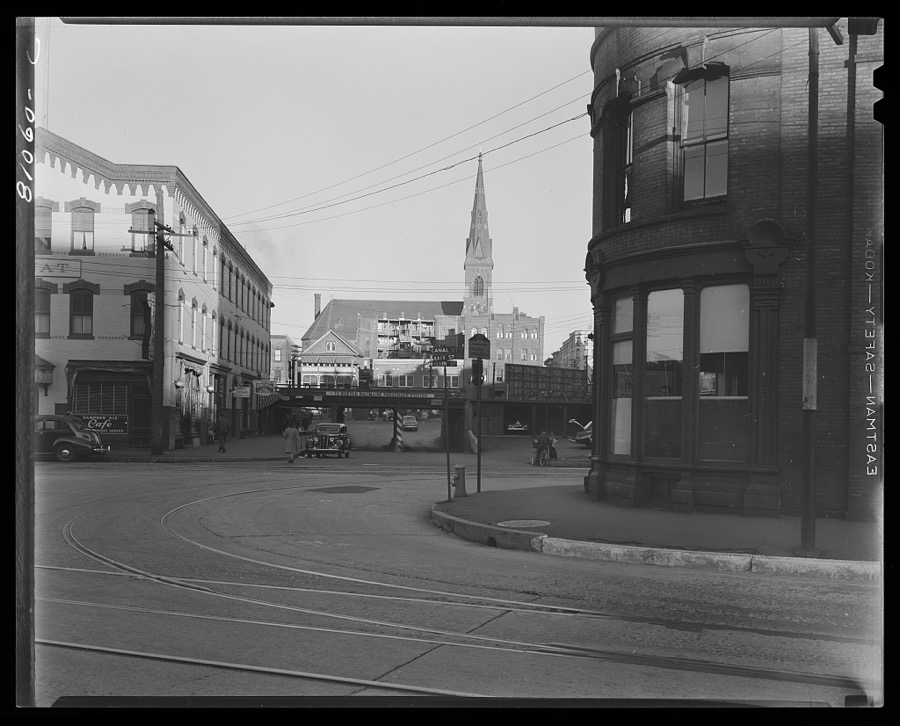 North at the tracts between the river and the canals in the workers' town. Holyoke, Massachusetts