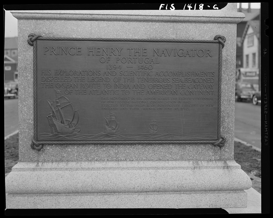 New Bedford, Massachusetts (vicinity). Plaque on the statue of Prince Henry the Navigator