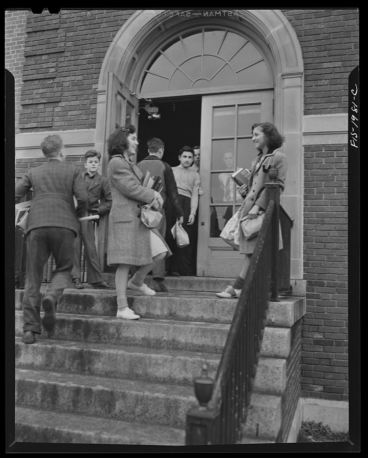 New Bedford, Massachusetts. Manuel Marcio's daughter on her way to school