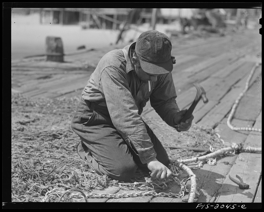 Provincetown, Massachusetts. Net mending
