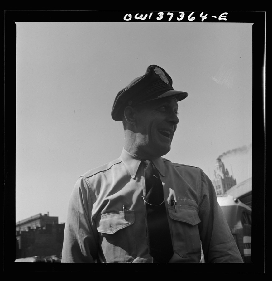 Columbus, Ohio. A Greyhound bus driver