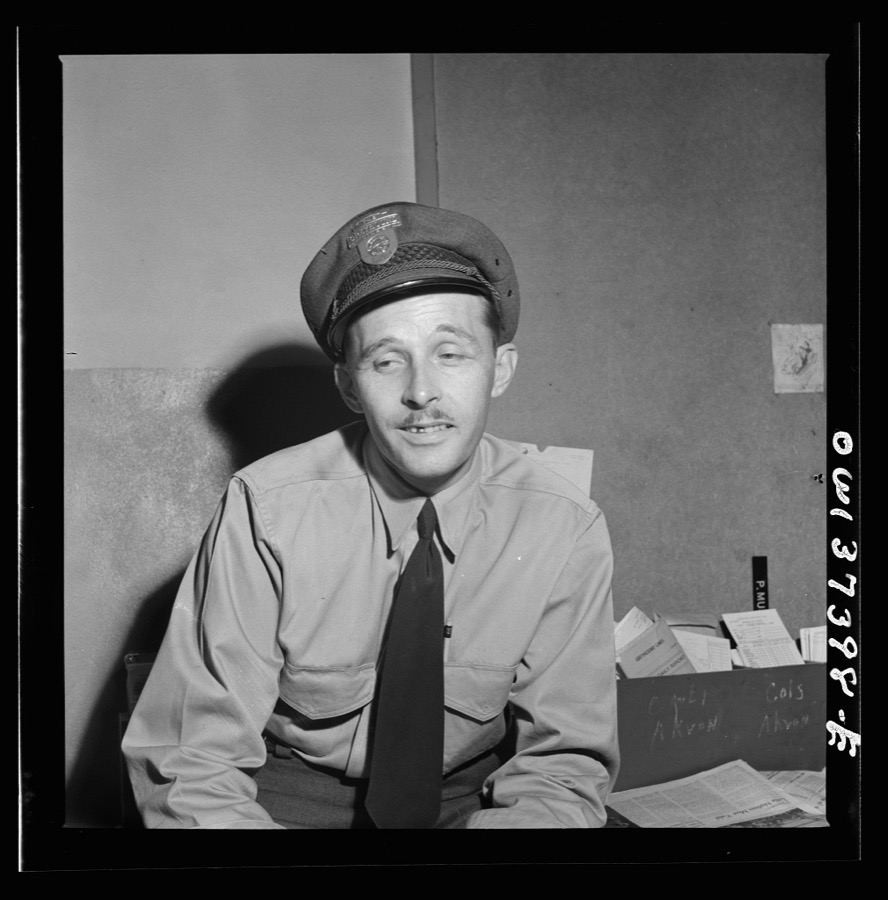 Columbus, Ohio. Greyhound bus drivers waiting for their runs in the drivers' room