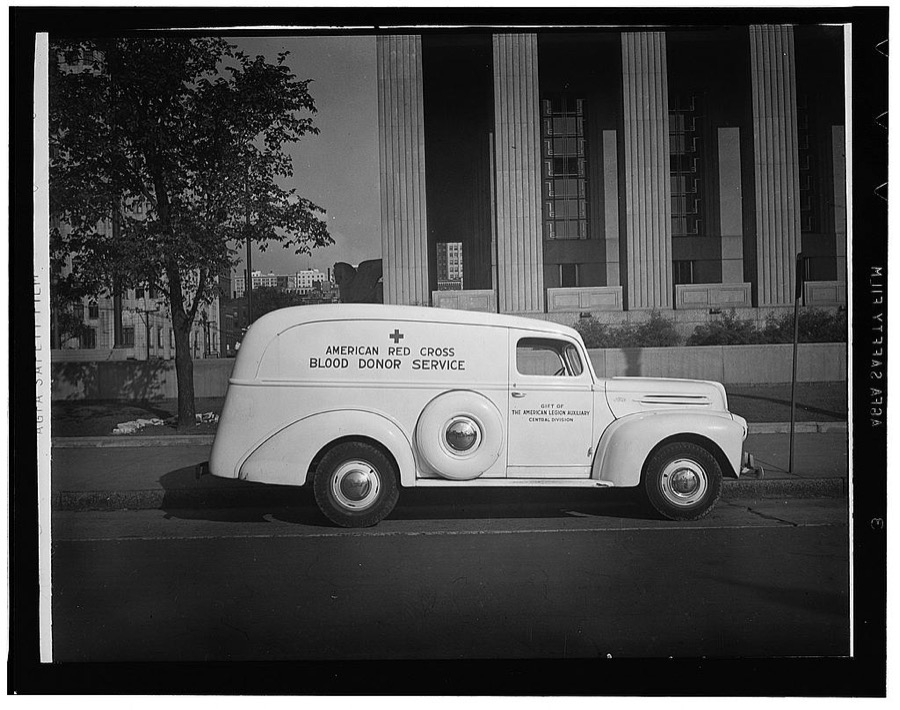 Noston, Massachusetts. An American Red Cross ambulance used by the blood donor service