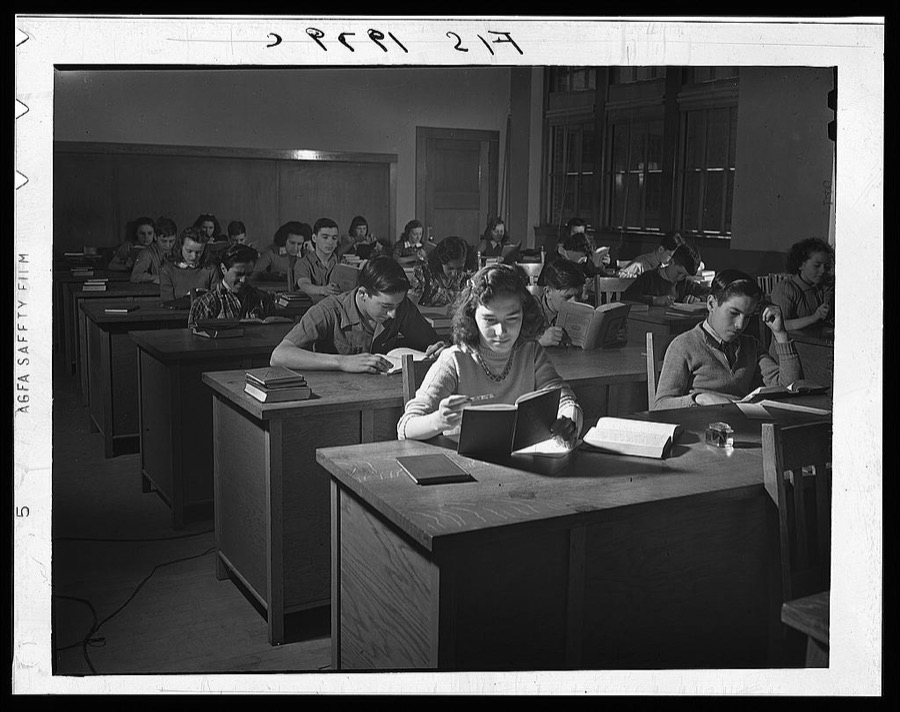 New Bedford, Massachusetts. Manuel Marcio's daughter in business class in high school