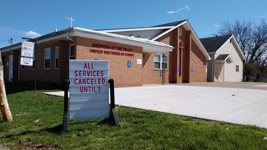 Shepherd of the Valley United Brethren in Christ church, Logan, Ohio.   All services canceled until ?
