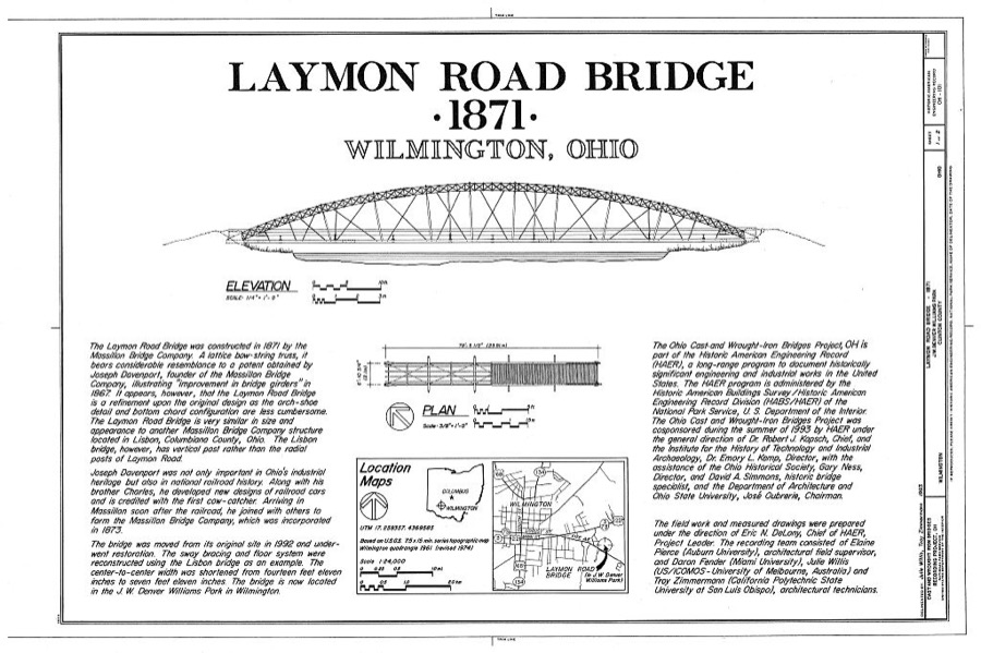 Laymon Road Bridge, J. W. Denver Williams Park, Wilmington, Clinton County, OH