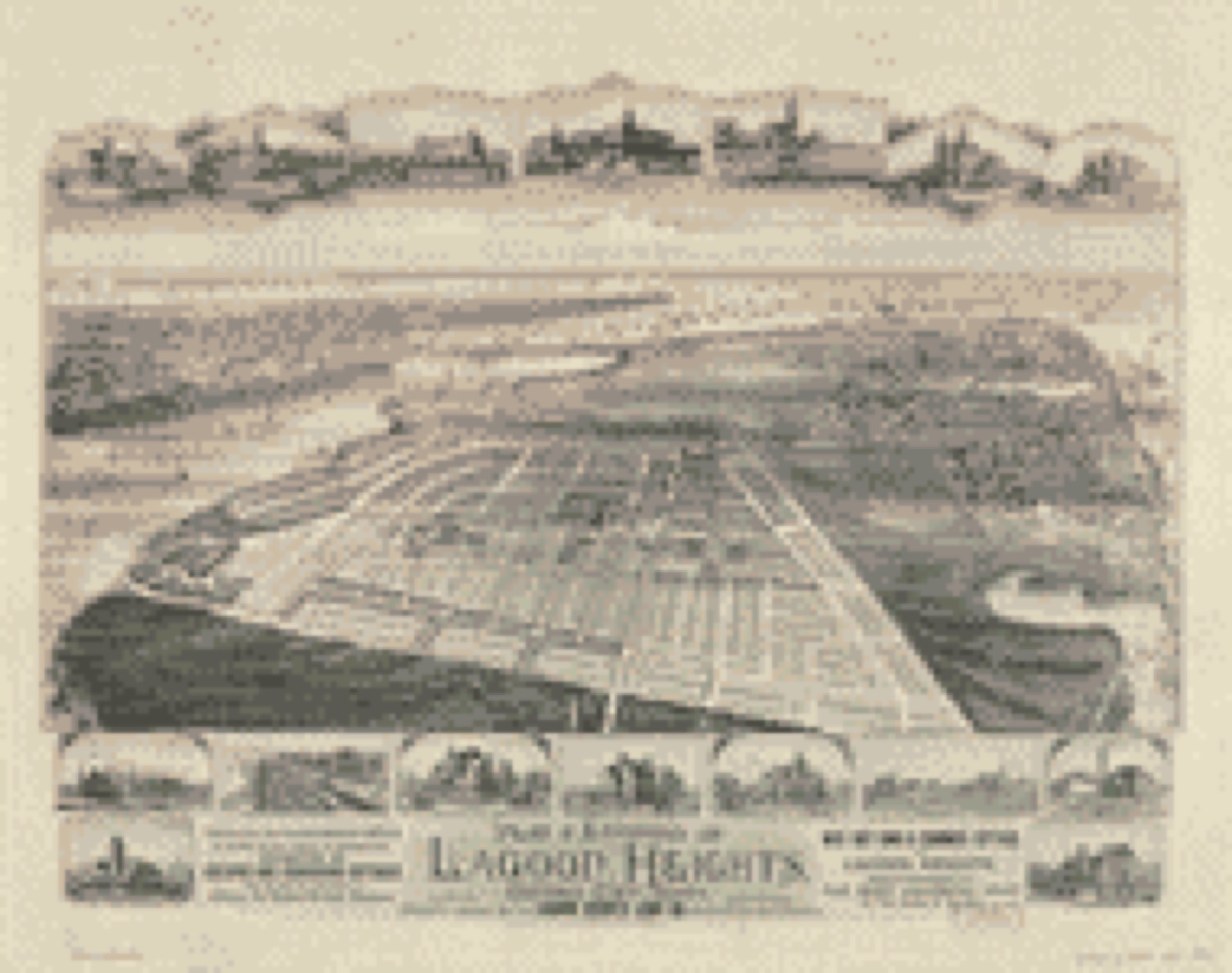Bird's-eye view, 188? - Plat & environs of Lagoon Heights, Cottage City, Mass. : showing property owned by the Lagoon Heights Land Co., 53 State St., 610 Exchange B'd'g., Boston, Mass